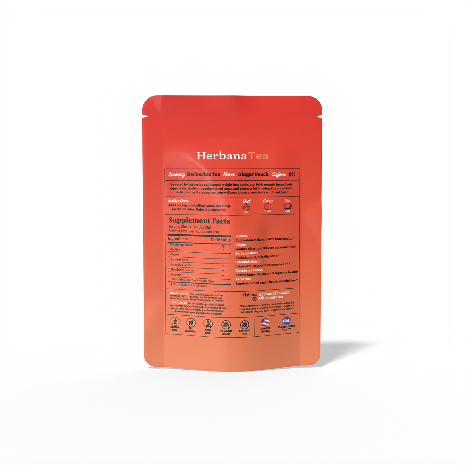 Berberine Ginger Peach Tea